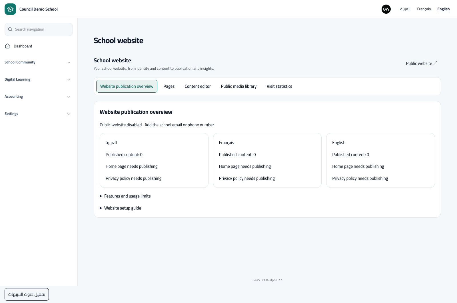 Website content, images and languages