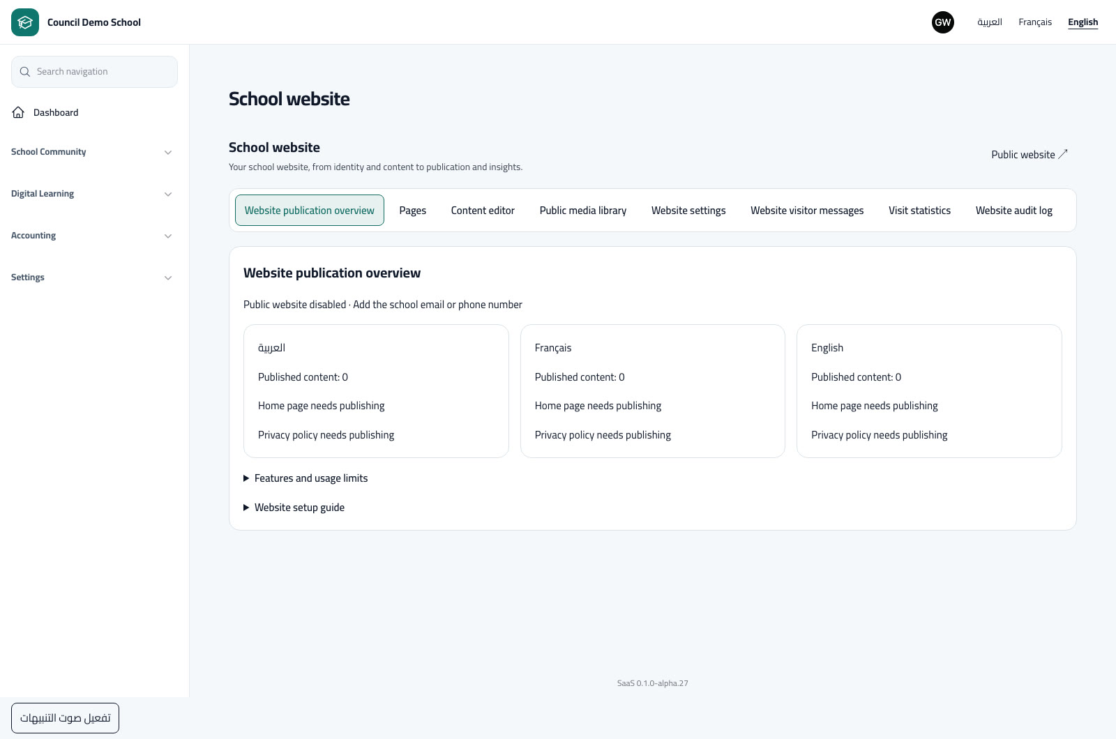 Website content, images and languages