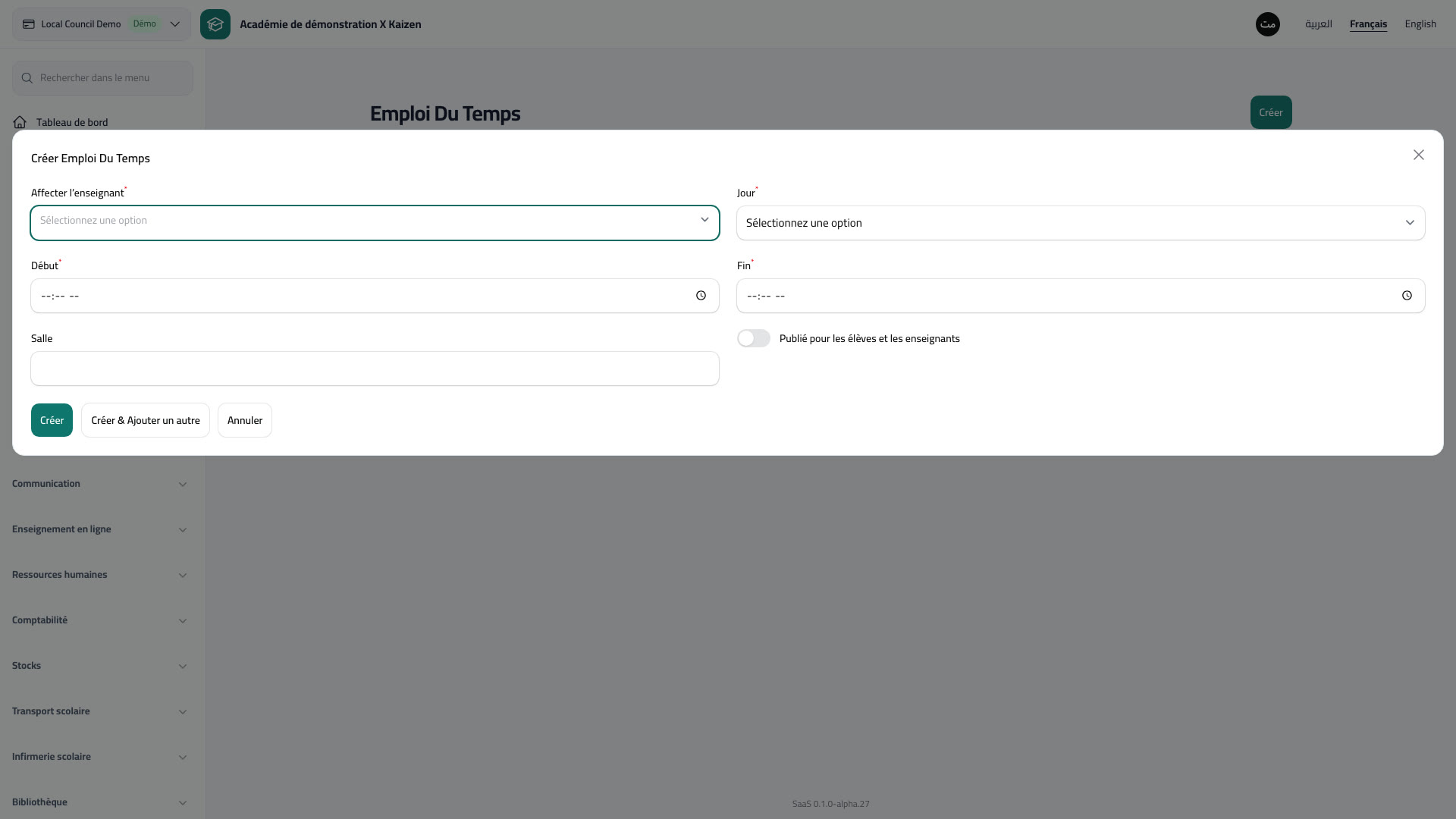 Emploi du temps