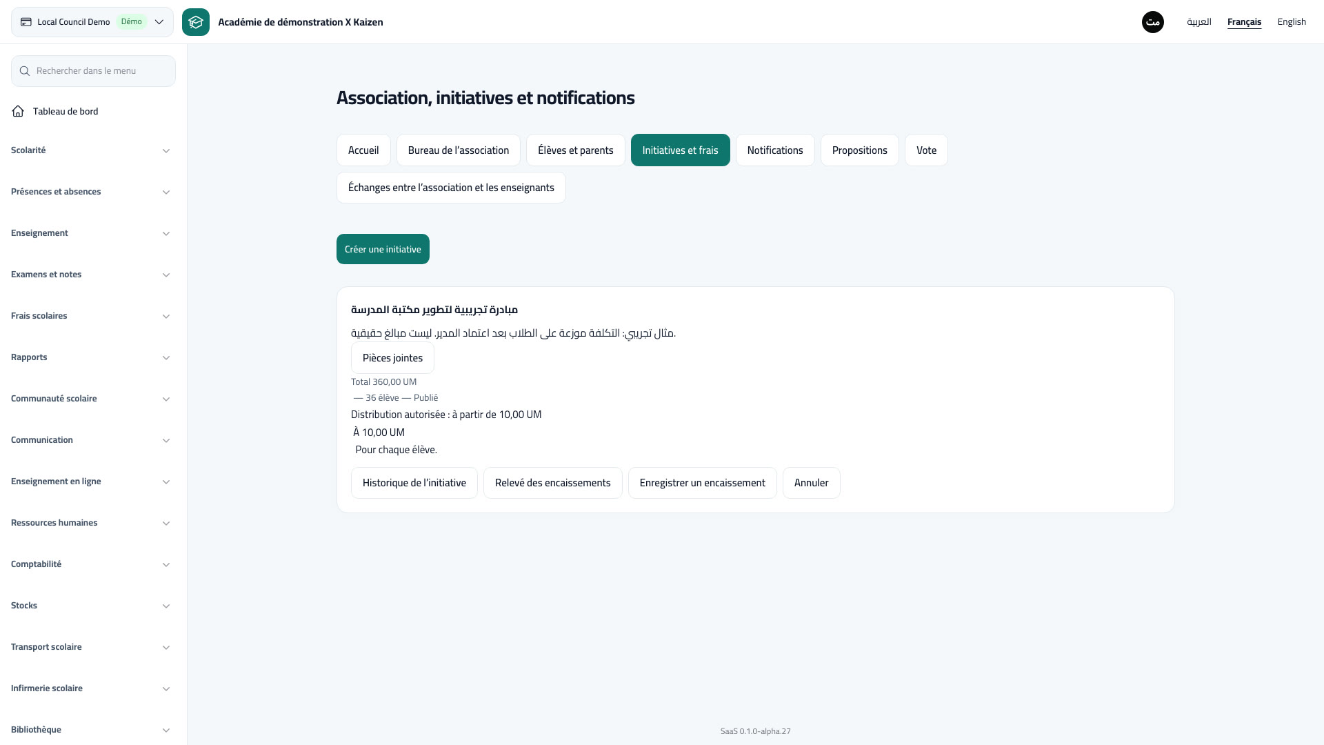 Association, initiatives et notifications