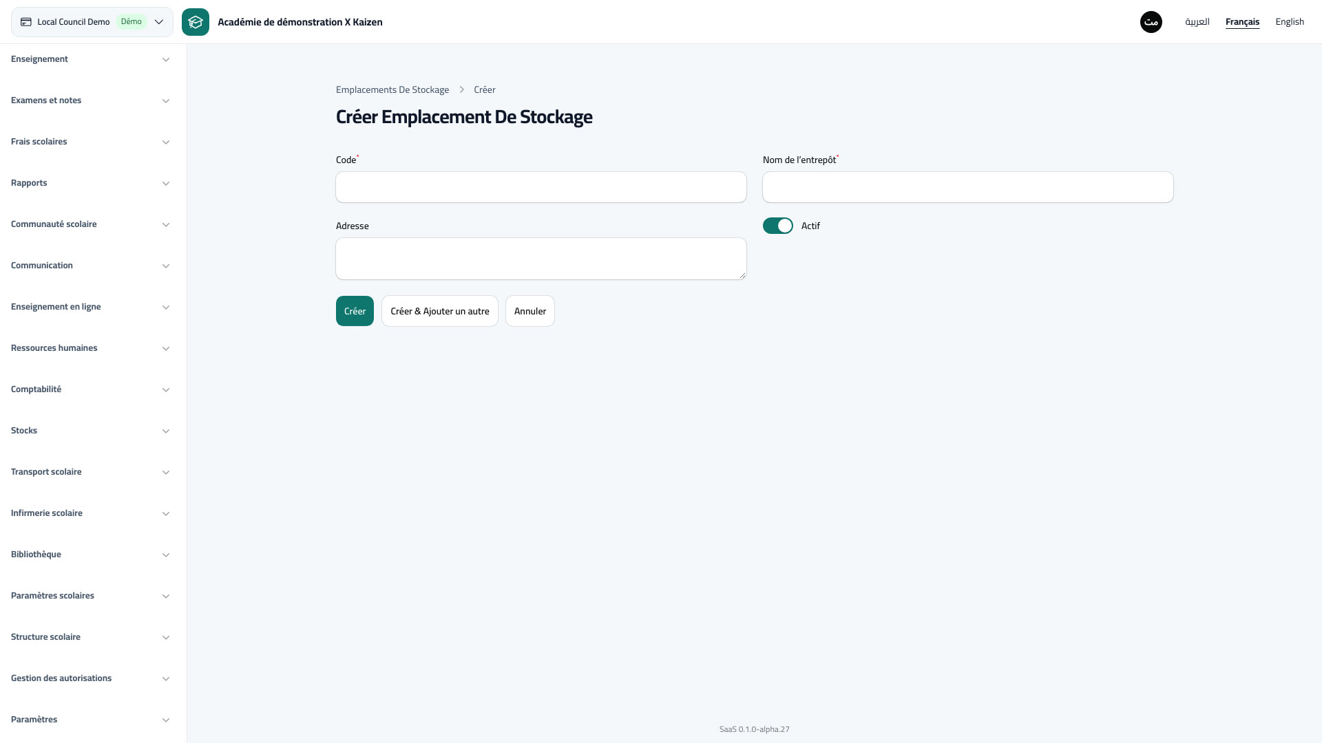 Emplacements de stockage