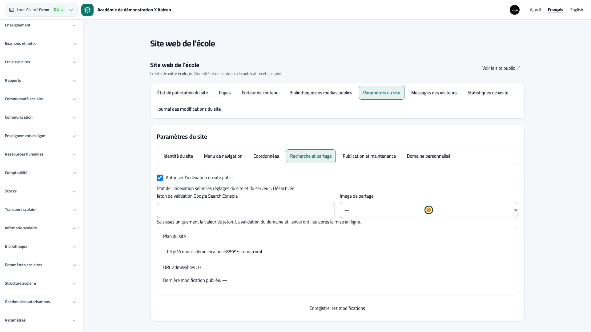 Recherche, partage et sitemap