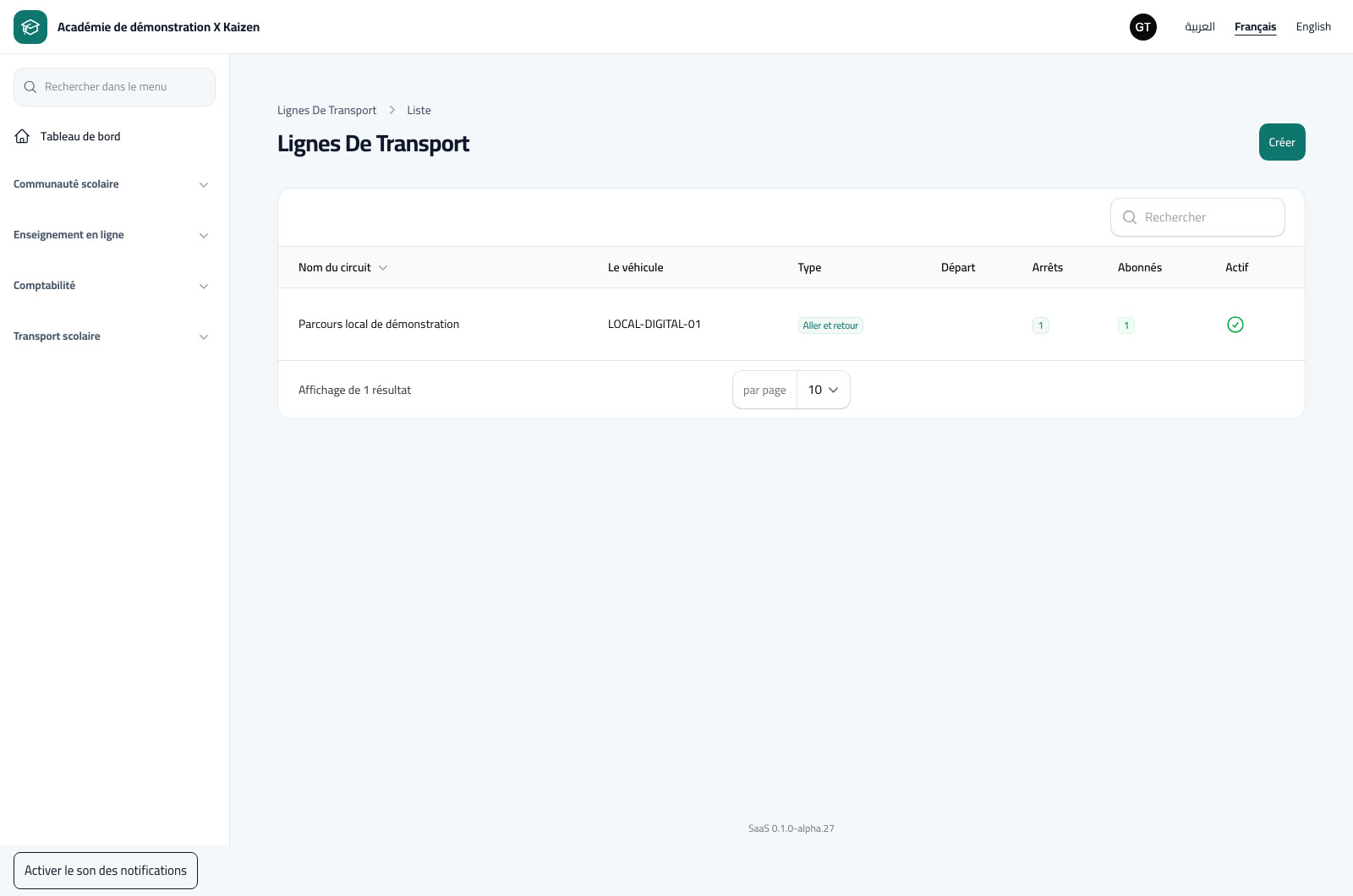 Véhicules, circuits et abonnements au transport
