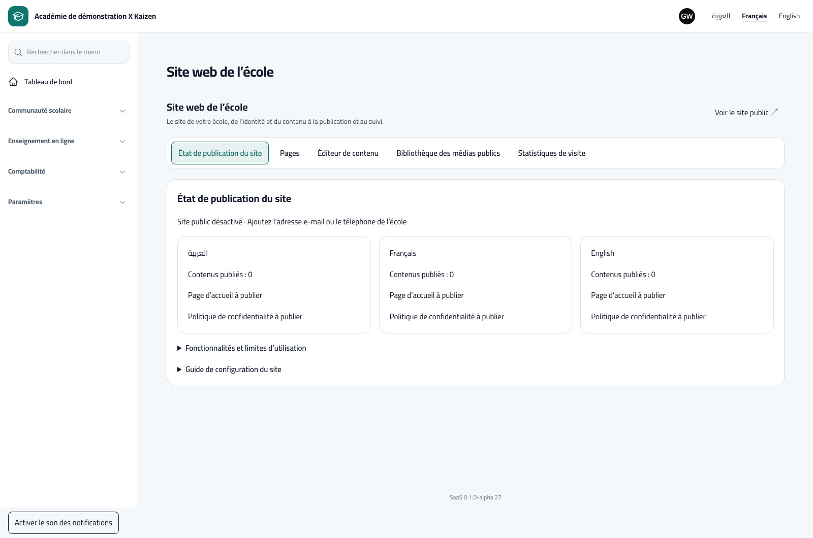Contenu du site, images et langues